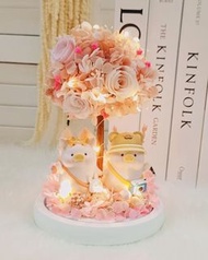 Lulu豬 Lulu 豬 小豬 豬仔 粉紅玫瑰 粉玫瑰 粉紅色 繡球花 永生花 燈 玫瑰 保鮮花 花束 繡球花 花 生日 禮物 情侶 閨蜜 畢業 結婚禮物 情人節禮物 母親節禮物  畢業禮物 畢業花 