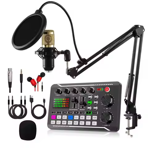 F998 Sound Card Microphone Mixer Kit 16 Sound Effects Audio Recording Sound Mixer Audio Mixing Conso
