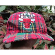 topi vintage chicago bulls flanel tartan wool original second