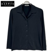 三宅一生 IM14JK033 黑色人造絲彈性長袖襯衫，3 碼 [二手]