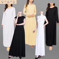jubah muslimah dress inner long/short sleeve plain basic dress