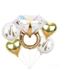 Kit de globos con anillo de diamantes para decoración de fiesta de compromiso, reutilizable, solo llénelo con aire o helio, amplia aplicación, como rueda libre para varias fiestas temáticas. Como ceremonia de graduación, despedida de soltera, día de San Valentín, despedida de soltera, fiesta de fin de semana, fiesta de aniversario, cóctel, etc.