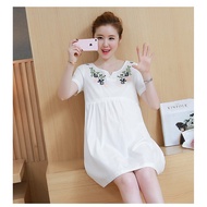Pregnant Women V-neck Embroidery loose Plus size Maternity Dress  / Kain Mengandung Muslimah Panjang