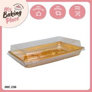 Rectangle Plastic Tray Transparent Cover Gold Base Bekas Kuih Bekas Kek Bekas Makanan Plastik Bekas Plastik Empat Segi