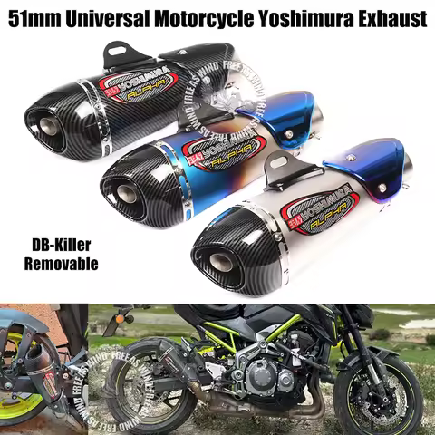 For R3 R25 Ninja250 300 400 K8 K9 ZX6 ZX10R Z900 RC390 Etc Yoshimura Alpha Exhaust Muffler Pipe 51mm