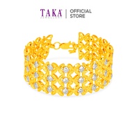 TAKA Jewellery 2-Tone 3-Rows Fancy Link 916 Gold Bracelet