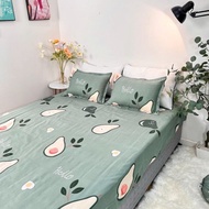 Poly Cotton 3-Piece Bedding Set in Many Patterns – Size 1m2 to 2m – Mattress Cover 2–10cm, avocado p