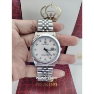 PROKING Extra Large Men Watch Silver Diamond Dial Stainless Steel Quartz with Date