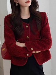 VN SCARLET TWEED BLAZER  MARUN/ PREMIUM OUTER CARDIGAN TWEED KOREA