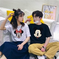 Couple Outfit - Big Head Mickey & Minnie Print Cotton T-Shirt