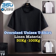 360 Outfit Oversized T-Shirt Linen Material Baju Oversize Crew Neck Plus Size Plain T Shirt Oversize