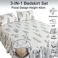 Geometry Bedskirt Soft Fitted Sheet with Rubber Deep Pocket Height 40cm Garterized Bedsheet Single Q