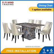 Berry Marble Dining Set/ Marble Dining Table/ Meja Makan 6 Kerusi/ Meja Makan Marble/ Meja Makan Set