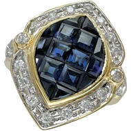 Size 11.5, Sapphire 1.89ct, Diamond 0.28ct, Ring, K18 Gold/Pt900 Platinum, 7.0g, Women's [Used]