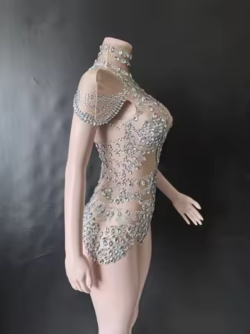New Rhinestones Bodysuit Pole DancePerformance Clothing Party Rave Outfit Clubwear Stretch Drag Quee
