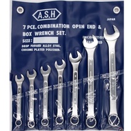 Asahi ประแจแหวนข้างปากตายชุด 7 ตัว 10-19 มิล ญี่ปุ่นแท้ แบบสั้น