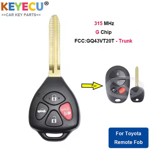 KEYECU Upgraded Remote Key for Toyota Highlander Sequoia Sienna Tacoma Tundra, Fob 4 Buttons - 315MH
