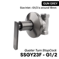 MCPRO Shower Flat Handle CONCEALED STOP ANGLE VALVE Control Stopcock - G1/2" (SSB21F) BLACK / G1/2" 