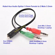 3.5mm Auxiliary Audio Cable Splitter 1 Female to 2 Male Red Green