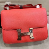 🌈Hermes❤️Constance 24❤️杜鵑紅銀扣🌟98.5新🌈Epsom皮🌟