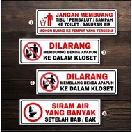 VINYL SIGN STICKER TO DO NOT REMOVE THE PADS IN THE CLOSET TOILET/ 7.5x23cm. sign k3 sign