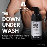 Nethers Down Under Wash 120ml /40ml | Men Antibacterial Cleansing Intimate Wash Foam | Deodorizing, 