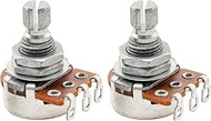 Alpha A250K Metric Coarse 18-Spline Alu Mini Short Split Shaft Pots Audio Taper Potentiometers for Electric Guitar Bass (Set of 2)