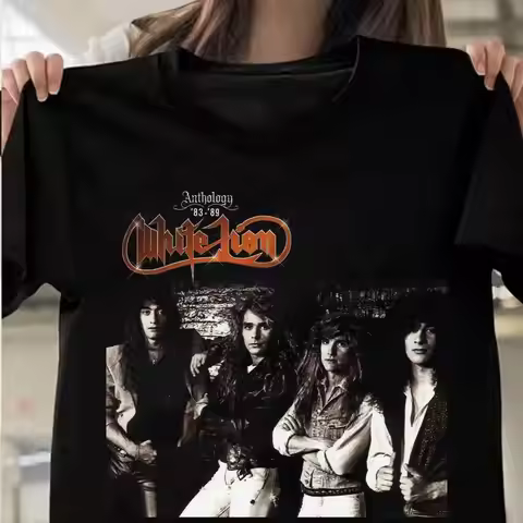 Rare White Lion Band Men Black All Size 9D45 T shirt
