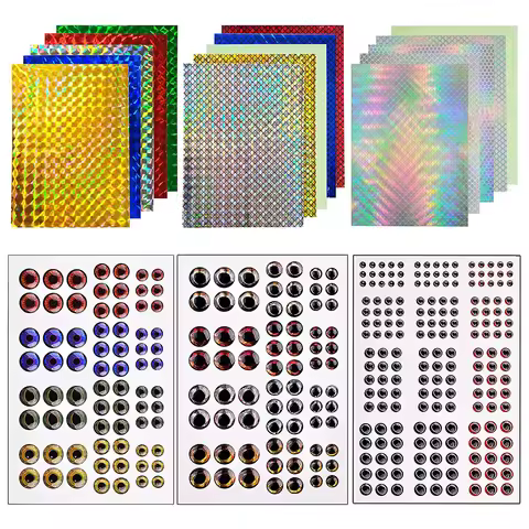 342Pcs Fishing Lure Sticker Fish Eyes Holographic Adhesive Flash 3/4/5D fishing lure eyes DIY Lure m