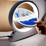 Brifit Đèn bàn nghệ thuật cát chuyển động đồng hồ cát xoay 360 độ cảnh biển sâu đèn cát chảy đèn cát