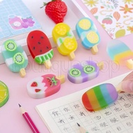 [ Featured ] Student Stationery - Creative Rubber Eraser - School Office Supplies - Cartoon Ice Cream Erasers for Kids - 4Pc/Box Kawaii Rubber Erasers