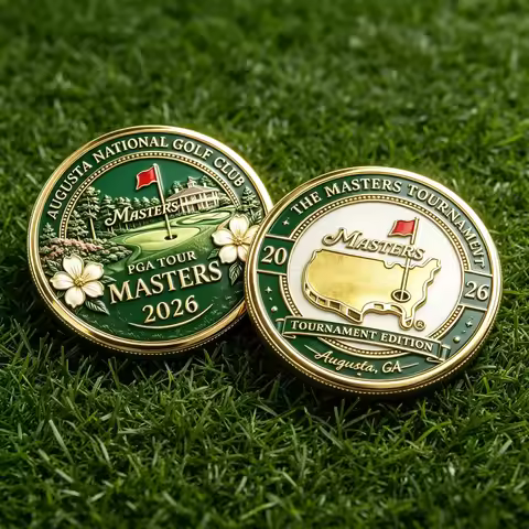 2026 Golf Masters Themed Commemorative Coin – 3D Embossed Augusta Course Design, Limited Edition Col