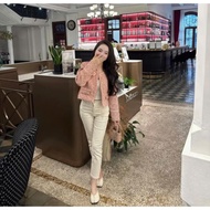 Women's evening gown Women'sJacket evening gown, high quality tea pink tweed evening gown, beautiful