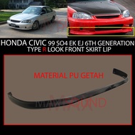 HONDA CIVIC 1999-2000 SO4 EJ EK EK9 Generasi Ke-6 TYPE R NAMPAK SKIRT DEPAN MATERIAL BIBIR PU GETAH