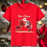 Santa Kissing Reindeer T-Shirt - 100% Cotton, Unisex, Fun Design, Sizes S-5XL