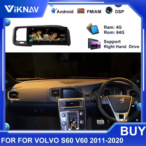 Car Multimedia Player For Volvo S60 V60 2011 2012 -2020 Right Hand Drive Android Car Radio GPS Navig