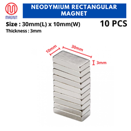 10 pcs - 30mm x 10mm x 3mm Rare Earth Neodymium Rectangular Magnet
