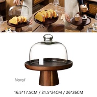 [Homyl] Wooden Cake Stand Clear Dessert Stand Cake Dome Multifunctional Dried