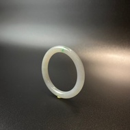 雪中嫩芽 | 天然翡翠圓條手鐲 白底青 #16.8