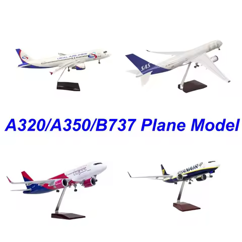 Toys Airplane A350 A320 B737 Wizz/SAS/Ural/Ryan Airways Model With Light & Base Diecast Resin for Ad