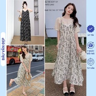 SUMMER short sleeve GIRLFRIEND DRESS SET INCLUDES T-SHIRT AND BEAUTIFUL SOFT 2-Strap FLOWER DRESS V8