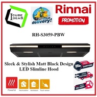 Rinnai RH-S3059-PBW Sleek &amp; Stylish Matt Black Design LED Slimline Hood| Local Warranty | Express Free Delivery