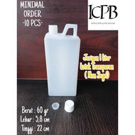 PUTIH 1 Liter Transparent Square Tall Jerry Can + NON SEALED White Lid / 1 L Transparent Laundry Jer
