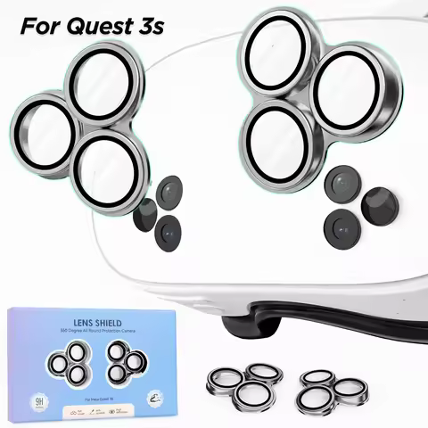 Camera Lens Cover for Meta Quest 3s VR Accessories Aluminum Alloy Frame 9H HD Tempered Glass Protect