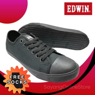 Edwin 2369 BK Kasut Sekolah Hitam Tali Black School Shoes Lace up Shoe EDWIN