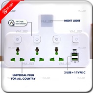 Multi T-Adaptor Extension T-Type Plug Adapter Extension Plug Neon Extension Socket Plug Soket Wall E