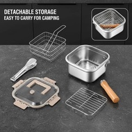 BROBABA Japanese Style Periuk Masak Snless Steel Square Frying Pan Milk Pot Noodle Cooking Pot Porta