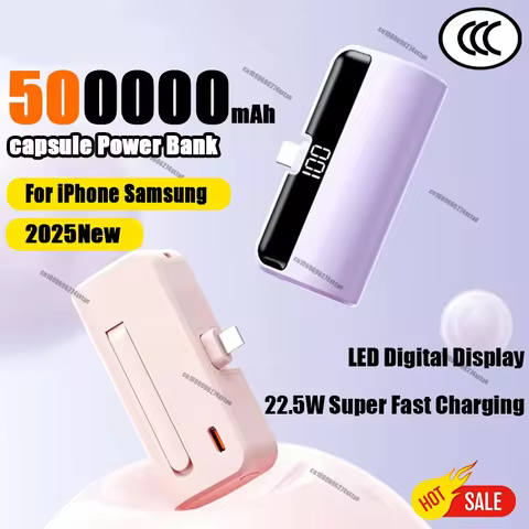 500000mAh Capsule Power Bank Portable Large Capacity Super Fast Charging Mini External Battery for i