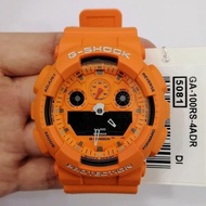 Casio GA-100RS-4A G-Shock Men Analog Digital Sporty Design Orange Resin Band Original Watch (GA-100R