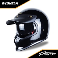 BOSHELM Helm NJS Freedom Solid HITAM GLOSSY Helm Full Face SNI